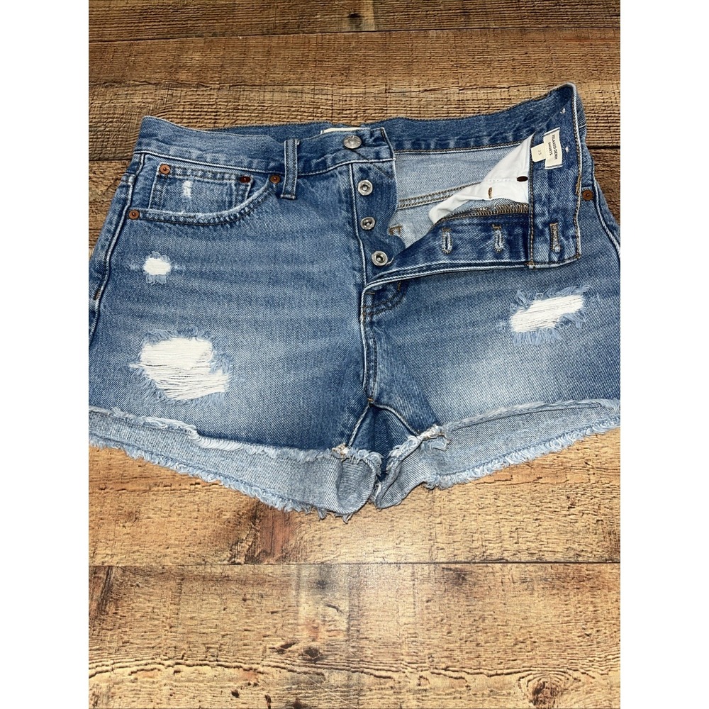 Judy Blue Size 25 Button Fly Distressed Jean Shorts Relaxed (2746)